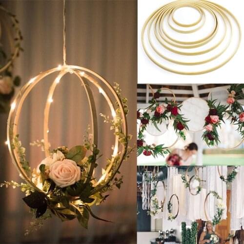 5Pcs Floral Hoop Wreath Wood Bamboo Circle Ring Hoop DIY Door Hanging Craft For Wedding Party Decoration Easter decor for Home