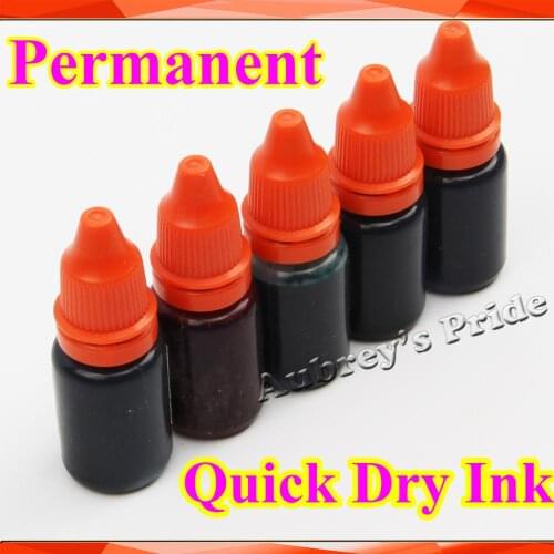 50ML 5bottles x 10ML) Permanent Quick-Dry Flash Ink of Photosensitive Flash Stamping Machine Kit Selfinking Make Seal