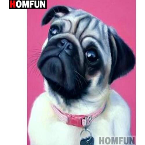 HOMFUN Full Square/Round Drill 5D DIY Diamond Painting "Animal dog" 3D Embroidery Cross Stitch 5D Home Decor A13231