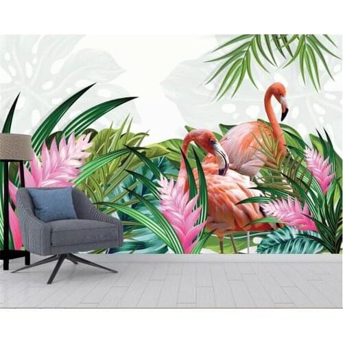 Beibehang Custom 3d wallpaper mural HD Southeast Asian plant flamingo childrens room background wall decorative 3d wallpaper