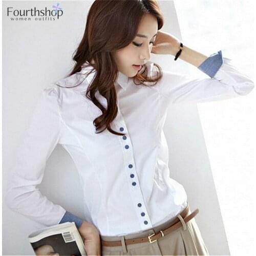 White Blouses and Tops Women Turn Down Collar Long Sleeved Office Work Formal Blouse Shirt Female Plus Size XXXL XXL 2020 Autumn