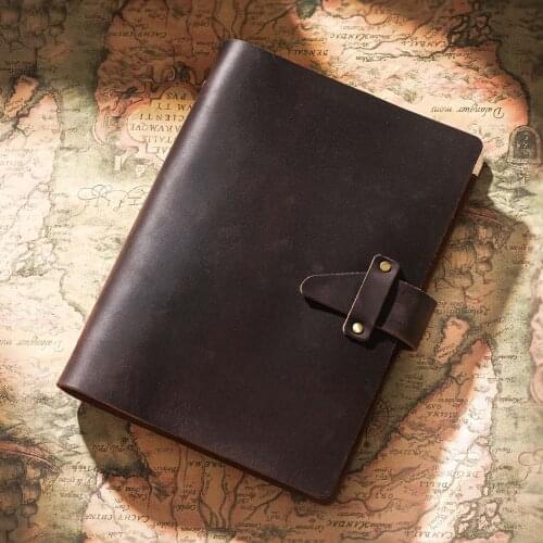 A5 Leather Retro Notebook Travel Record Book Personal Home Diary Book Office Business Simple Book Student Teacher DIY Gift