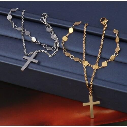 Cross Pendant Bracelet Exquisite Double Layer Bracelet Jewelry Stainless Steel Bracelet For Women Geometric Bracelets
