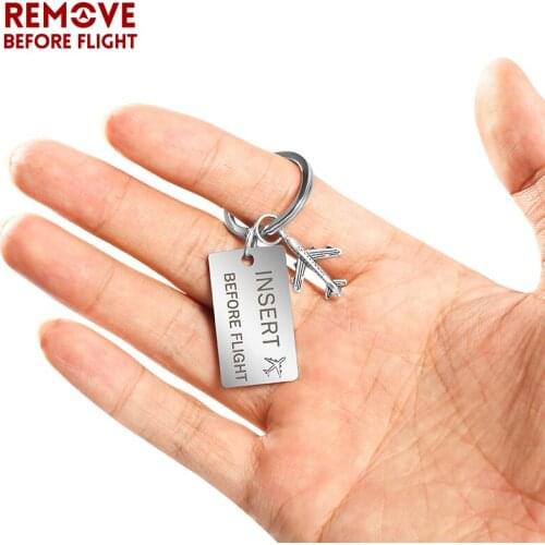Stainless Steel Car key chain Engraved Insert before flight Key ring Fashion Car keychain for Aviation Gifts key chain