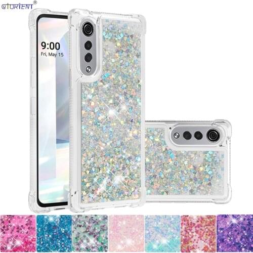 For LG VELVET 5G UW Cute Glitter Flow Liquid Quicksand Bumper Case K31 K40 K51 Stylo 4 5 6 Bling Silicone Fitted Phone Cover