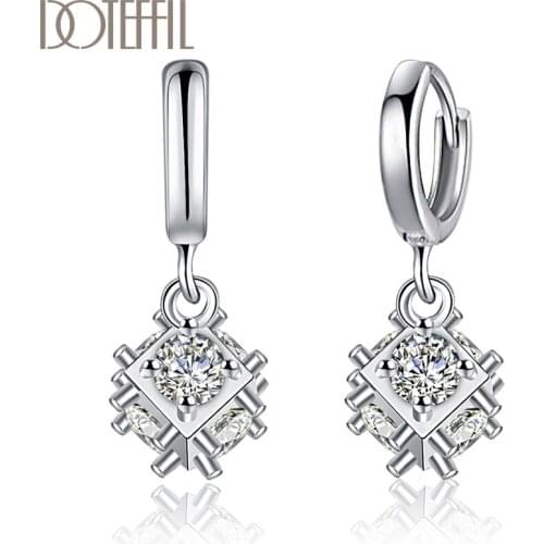 DOTEFFIL 925 Sterling Silver High Quality AAA Zircon Earrings For Women Lady Wedding Engagement Party Fashion Jewelry