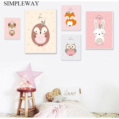 Tribal Woodland Animal Wall Art Canvas Poster Nursery Print Owl Painting Decorative Picture Nordic Kids Baby Bedroom Decoration