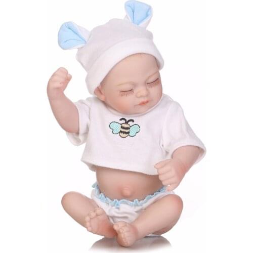 Hot mini silicone baby dolls reborn babies lifelike boys doll sleeping boy doll 27cm Handmade Soft Vinyl Realistic 10inch Toys