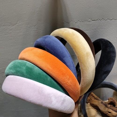 Sponge headband velvet simple fashionable headwear Korean solid color autumn and winter retro wear hairpin ins net red headband