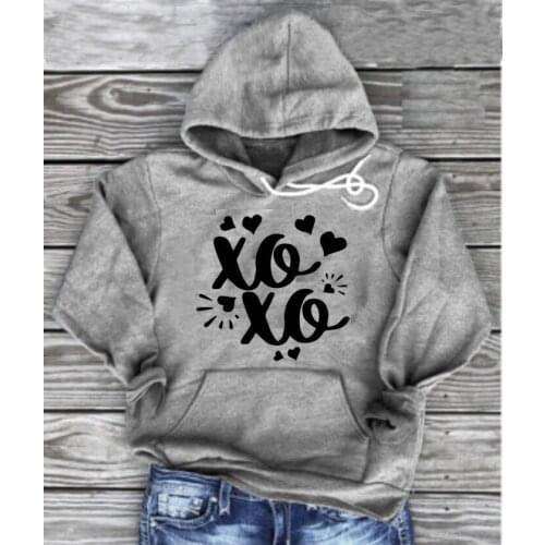 XoXo Hoodie Love Hoodies Valentines Day Couple heart graphic outfit aesthetic harajuku art winter autumn unisex fashion pullover