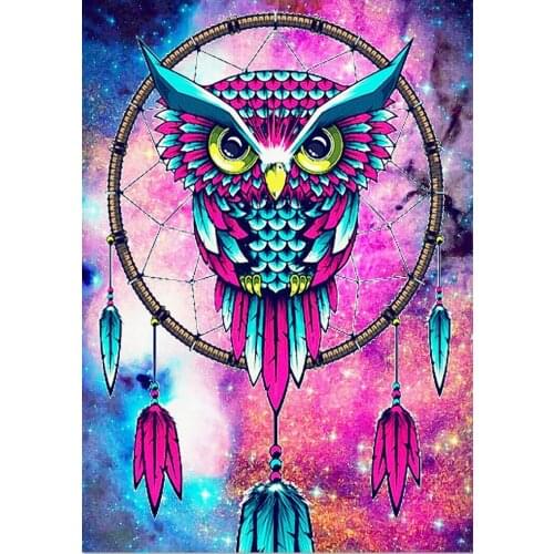 JMINE Div 5D Dream Catcher Owl Full Diamond Painting cross stitch kits art High Quality Animal 3D paint by diamonds