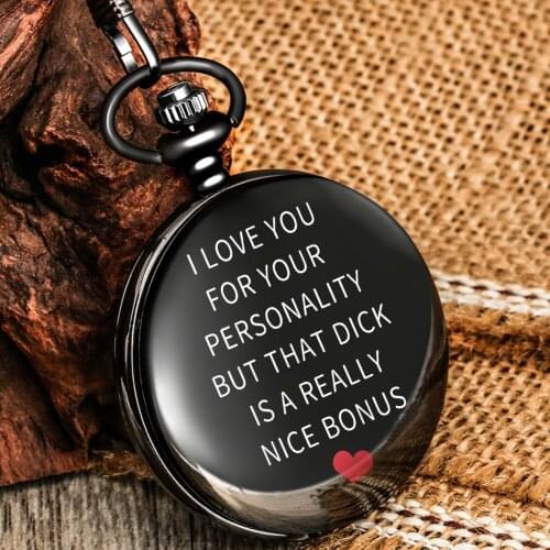 Special Text Pattern Male Female Pocket Chain Watch Black High Quality Alloy Simple White Dial Comfortable Necklace Pendant Gift