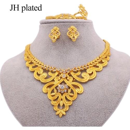 Jewellery set gold color jewelry sets African wedding ornament bridal gifts women collares necklace bracelet earrings ring set