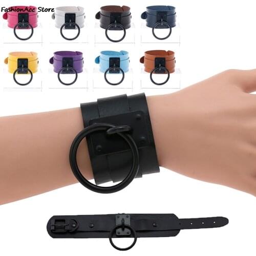 Leather Wristband Bracelet Cuff Goth Gothic Punk Metal Armbands Cosplay