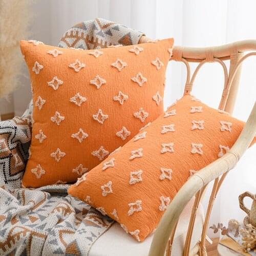 Soft Cushion Cover Rhombic Mustard Yellow Black Red Green Grey Orange Jacquard Pillow Cover 45x45cm Home Decor Sofa Couch Bed