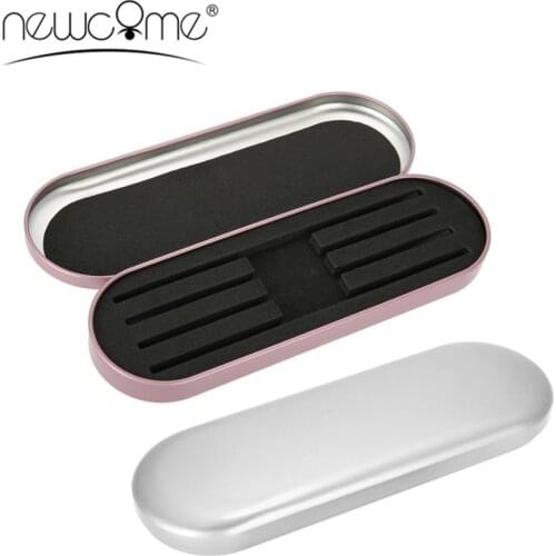 NEWCOME Professional Silver/Pink Tweezers Tinplate Storage Box Organizer Case for Eyelash Extension Salon Makeup Tools