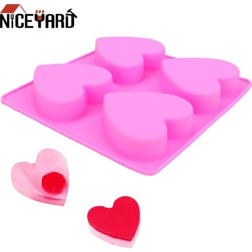 NICEYARD 4 Hole Heart Style Cupcake Jelly Candy Fondant Tool 3D Cake Mold Party Supply Chocolate Decoration Baking Tool
