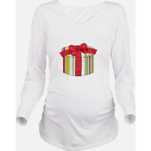 Maternity Clothes For Pregnant Women Cotton Autumn Tops Printed Christmas Gifts Tee Shirts New Year T-Shirt Pregnancy Clothing