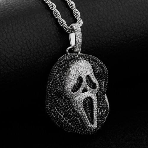 2021 New Fashion High Quality Iced Skull Pendant Necklace With Tennis Chain Cubic Zirconia Hip Hop Gift For Men
