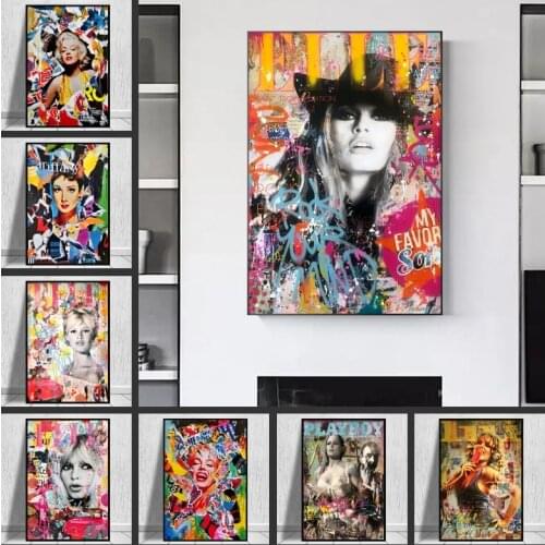 Graffiti Art Audrey Hepburn Portrait Posters and Prints Street Pop Art Celebrity Canvas Painting Wall Art Picture for Home Decor