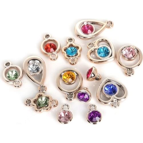 Plastic Acrylic Rhinestone CCB Charms Pendant Flower Colorful Mixable Styles Charms Pendant 20pcs/Bag for Making Fashion Jewelry