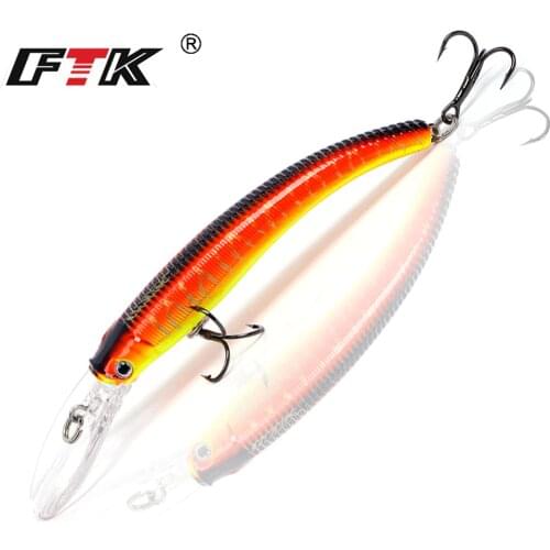 FTK 1pc Fishing Lure 85mm 7.5g Laser Hard Bait Sinking Minnow Fishing Bass Wobblers Pike Crank bait With Treble Hooks