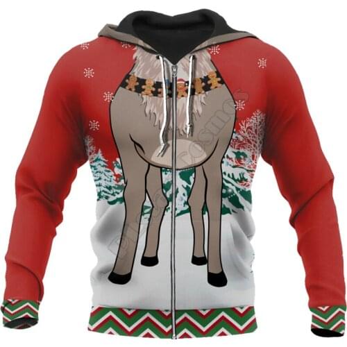 Red Deer Christmas 3D Printed Women for Men Christmas Sweater Funny Hoodies/Sweatshirt/Jacket Cosplay Costumes