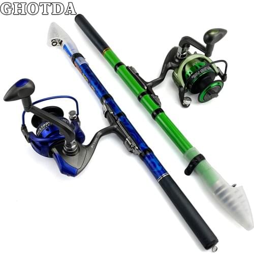 Fishing Reel Rod Combo 1.5-3.0M Telescopic Carbon Rod with 1000-3000 Spinning Fishing Reel Vara De Pesca