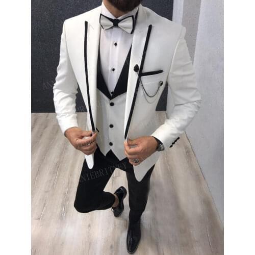 ANNIEBRITNEY 2019 Customize Peak Lapel Groom Tuxedos Formal Men Wedding Suits Prom Best Man Blazer Pants Fashion Male Suit Set