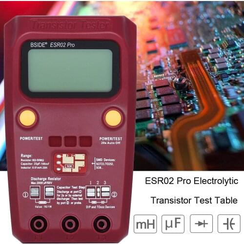 BSIDE ESR02 Pro Transistor ESR/SMD Tester M328 Smart Diode Triode Capacitance Resistor Meter LCD Display MOS/PNP/NPN Test Tool