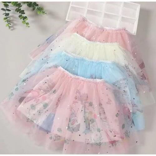 Tutu Skirt Baby Girls Tutu Pettiskirt Cartoon Frozen Anna Elsa Dance Mini Tulle Skirt Birthday Dance Princess Children Clothing