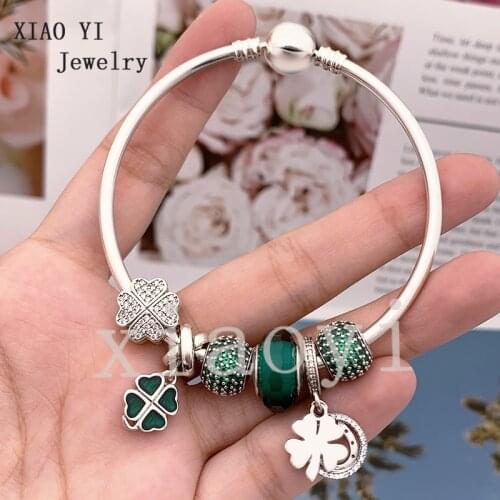 XIAOYI jewelry 100% 925 11 charming green ball love charm petal smooth chain gift girl gentle beautiful lovely
