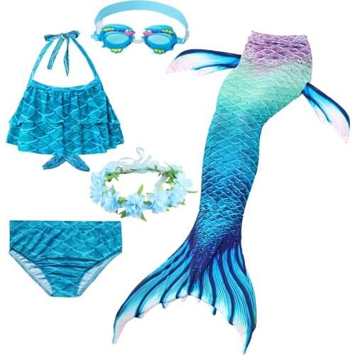 Girls Mermaid Tails with Fin Swimsuit Bikini Bathing Suit Dress Kids Carnival Party Swimming Summer childrens bikinis Costume