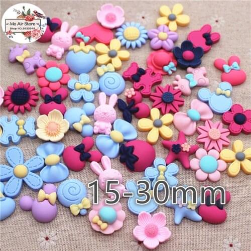 20pcs 15-30mm mix color animal/flower resin flatback cabochon DIY jewelry/phone/nail art decoration