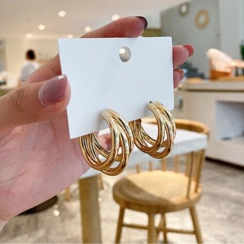 2020 New Trendy Women Earrings Baroque Retro Temperament C Shape Metal Matt Ear Ring Earring Circle Earrings Geometric Earring
