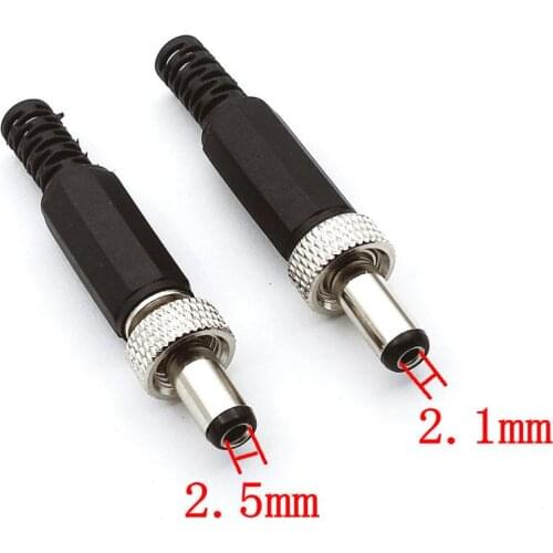 5pcs DC Power Plug Copper Lockable 5.5mm x 2.1mm/2.5mm DC Power Plug Panel Mount Connectors