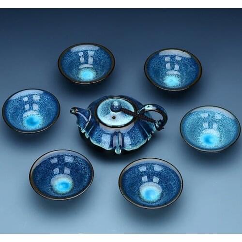 7PCS/set China Kung Fu Tea Set Jingdezhen Ceramic Tea Set Chinese Tea Cup Porcelein Tea Cups 1 Teapot + 6 Cups Good Gift