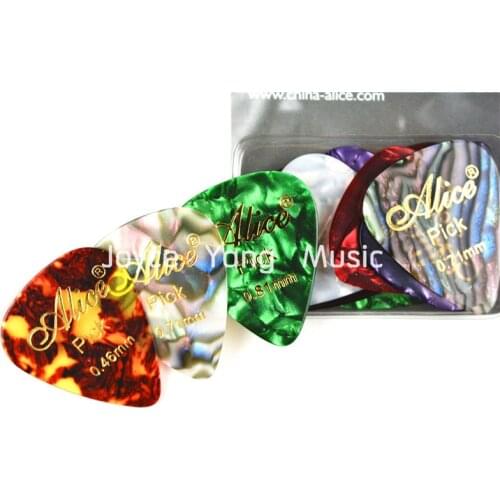 Alice 12pcs Gold Stamping Pearl Celluloid Guitar Picks Plectrums Clamshell Free Shipping