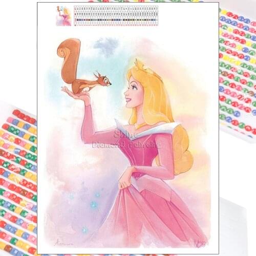 5D DIY Diamond Painting Full Square Round Princess Squirrel Animal Children Disney Embroidery Complete Kit Mosaic Cartoon