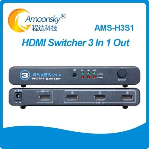 AMS-H3S1 HDMI Switcher 3 Input 1 Ouput 4K*2K 3D Switcher Splitter Box Ultra HD for DVD HDTV Xbox