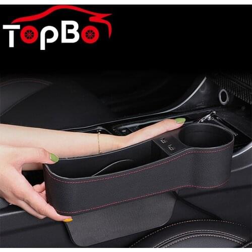 Auto Car Seat Gap Organizer PU Leather Car Seat Side Slit Pocket Storage Bag Storage Box Cup Holder With Dual USB Charger Ports