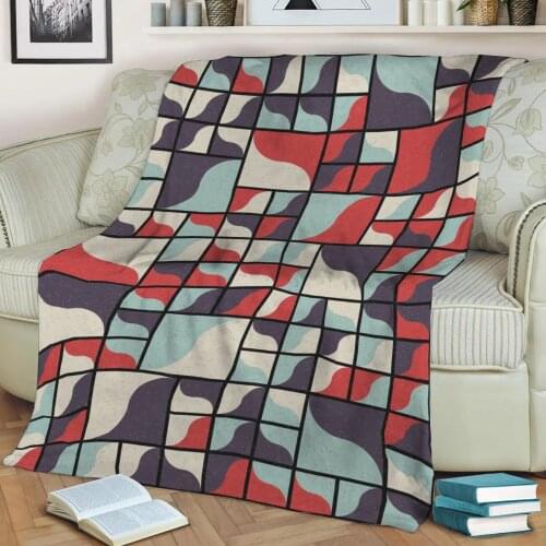 Abstract Geometric Pattern 3D Printed Velvet Plush Throw Fleece Blanket Bedspread Sherpa Blanket Home Decora