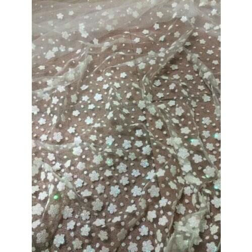 White French Net Tulle Lace Fabric GLITTER Fabric sewing glitter net lace fabric SYJ-441