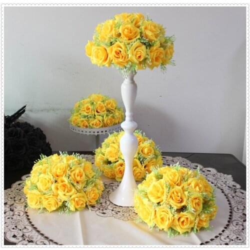 Free shipBride holding -yellow- 50cm*2pcs New arrival 2015 wedding kissing flower ball party decoraion Hotel Arcade ornaments