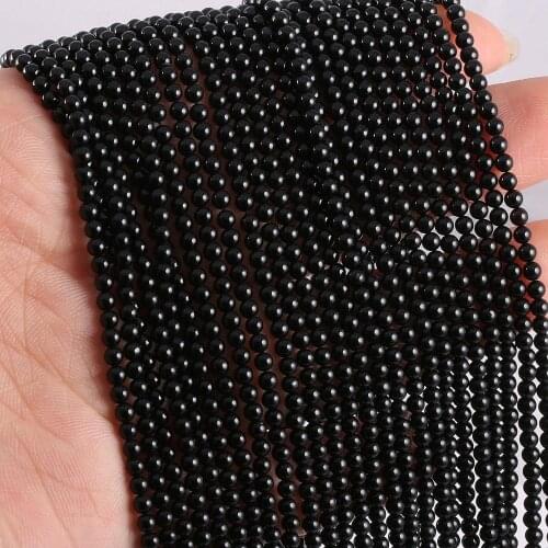 2020 New Wholesale Natural Stone Beads Black Agates Beads for Jewelry Making Beadwork DIY Bracelet Accessories 2mm 3mm
