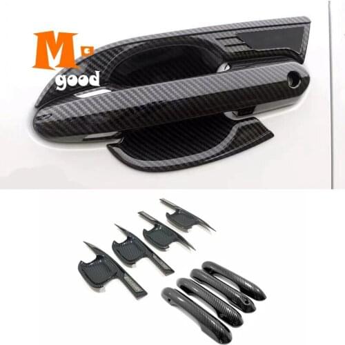 For Ford Explorer 2020 2021 Car Door handle Door protector handle Bowl Cover Trim ABS Carbon fiber Car styling Accessories 4pcs