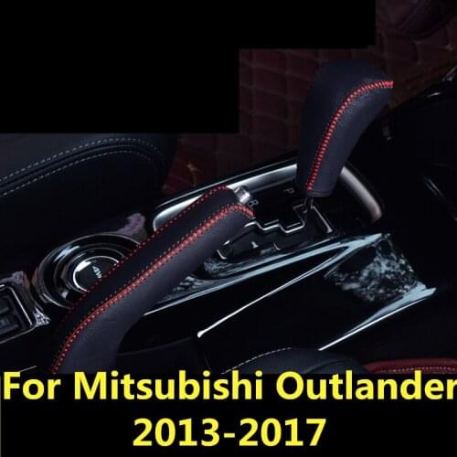 For Mitsubishi Outlander 2013-2017 Leather Center Console Gear Shift decorative Sleeve Handbrake Protective Sleeve Accessories