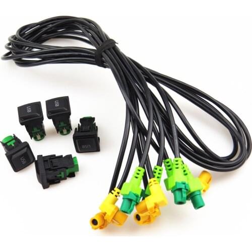 FHAWKEYEQ RCD510 RNS315 RCD310 5 Set USB Interface Switch Plug+Cable Harness Adapter Wire For VW Jetta Golf Scirocco 5KD035726A