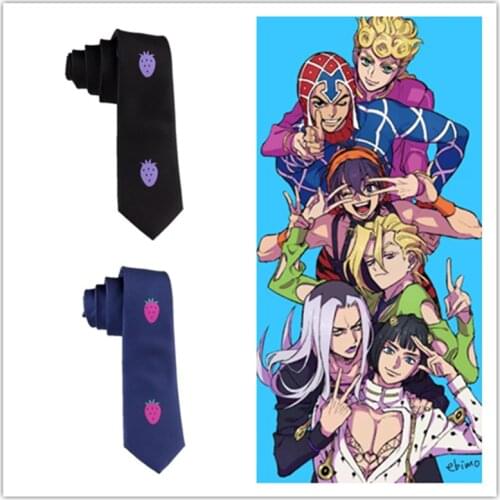 Anime JoJos Bizarre Adventure Golden Wind Cosplay Comic Fogg Strawberry 5CM Tie Adult