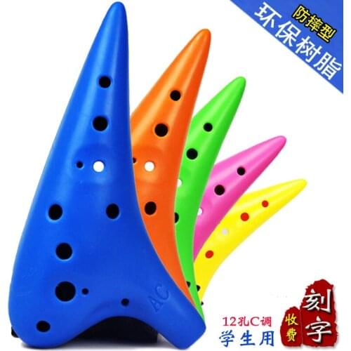 Resin Plastic Material Ocarina With 12 Holes In C Key, Student Ocarina